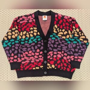 SOLD OUT Farm Rio Rainbow Leopards Pattern Cardigan Sweater Women's Size Small